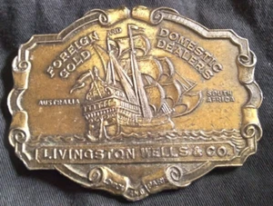 VINTAGE GÜRTELSCHNALLE LIVINGSTON WELLS & CO AUSLÄNDISCHE GOLD- UND INLÄNDISCHE HÄNDLER - Bild 1 von 2