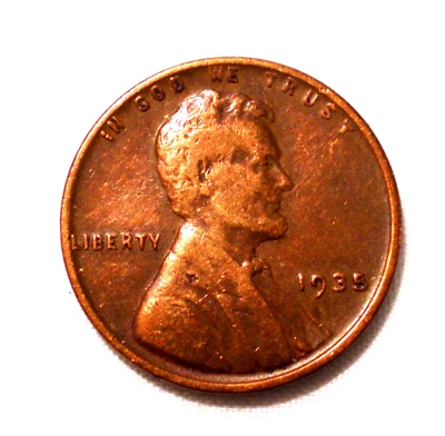 Error 1935 P  Lincoln Wheat Cent Mint D/D - Doubled Date     EF     (759n) - Image 1 of 3