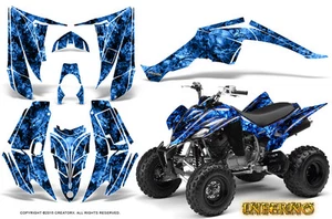 YAMAHA RAPTOR 350 GRAPHICS KIT CREATORX DECALS STICKERS INFERNO BLUE - Picture 1 of 1