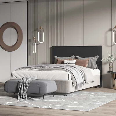 Full Size Wood Panel Headboard Modern Wood Melamine Finish 57x44 Inch Black - Image 1 of 4