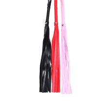 Black Faux PU Leather Whip Riding Crop Handle Flogger Queen Whip Horse Racing L