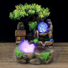 Fontana da tavolo decorazione gioco d'acqua con luce LED resina fontana cascata fontana