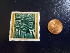 John F Kennedy The Kennedy Brothers Robert Ted Kennedy Manama Ajman Stamp - Picture 1 of 1