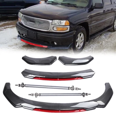 Front Bumper Lip Spoiler Splitter+Strut Rods Carbon Fiber For GMC Sierra 1500 Foto 1 de 4