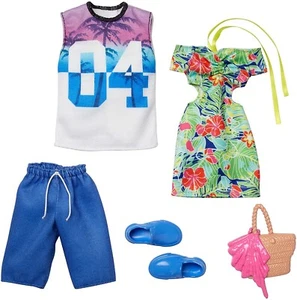 Barbie Fashion 2er Pack Tropical Dress & Tote; 1 Outfit & Zubehör für Ken Puppe - Bild 1 von 2