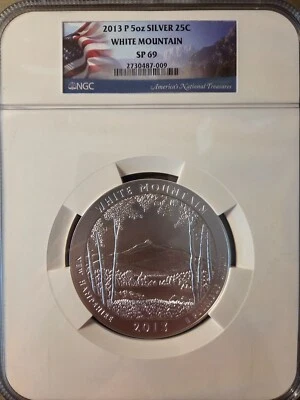 2013 P 5oz ATB Silver White Mountain SP69 - Image 1 of 2