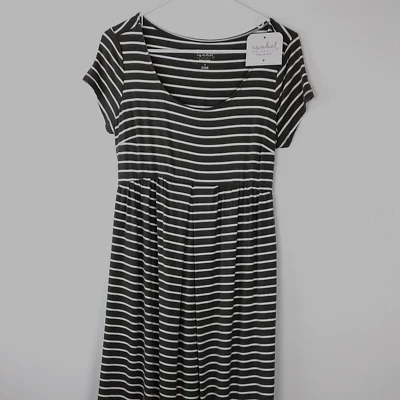 Isabel Maternity Dress Olive White Stripes Short Sleeves Pregnancy Women's Small - Image 1 of 4