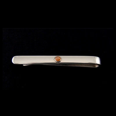 Clip de corbata de plata Georg Jensen # 203 con piedra lunar naranja Foto 1 de 2