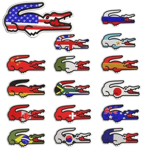 Embroidered Crocodile Country Flag Patch 1.5x3 inch – Iron-On Sew-On Applique - Picture 1 of 103