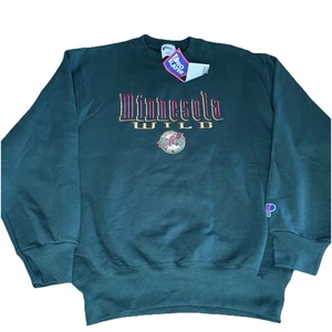 Vintage NWT Pro Player Minnesota Wild Hockey Crew Sweatshirt Medium S 50-50 USA - Picture 1 of 7