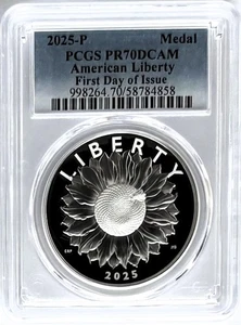 2025 P Proof Silver American Liberty Medal First Day of Issue PCGS PR70 Blue - Picture 1 of 2
