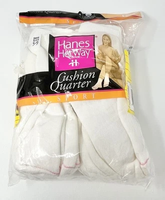 Calcetines vintage para mujer Hanes Her Way cojín cuarto deportivo 6 pares 1998 talla 5-9 Foto 1 de 4