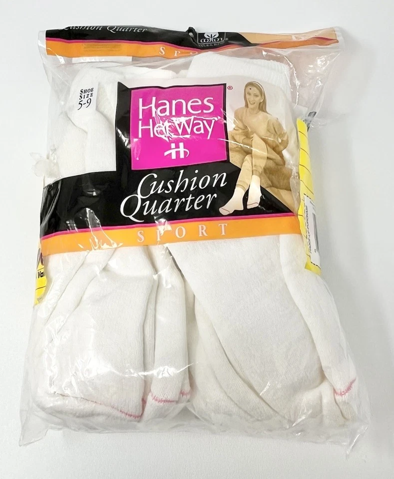 Calcetines vintage para mujer Hanes Her Way cojín cuarto deportivo 6 pares 1998 talla 5-9 Foto 1 de 4