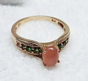 Vintage rosa Opal & Peridot Ring Gr. 8 Roségold über 925 STS Chuck Clemency - Bild 1 von 12