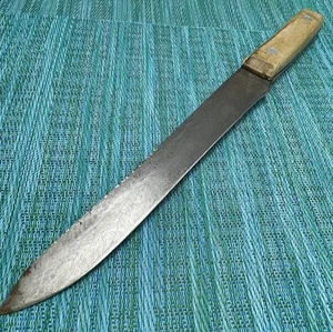 Vintage Schnitzmesser Metzger 9" Klinge Full Tang Lt Holzgriff 2 Nieten primitiv - Bild 1 von 9
