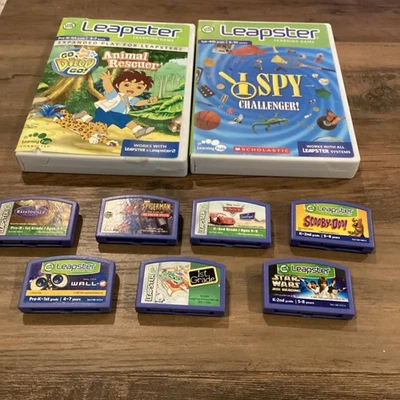 Leapster Leap Frog 9 Game Lot Scooby-doo,Cars,Spiderman, Star Wars,Ratatouille - Image 1 of 4