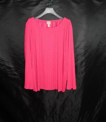 Camisa Plisada Rosa Manga Larga Micro Acordeón Plisados Pullover Chico's Talla 3 XL Foto 1 de 4