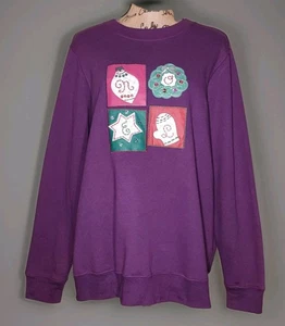 Holiday Editions - leichtes Sweatshirt mit pflaumenfarbenem Weihnachtsmotiv - Damengröße 1X - Bild 1 von 3