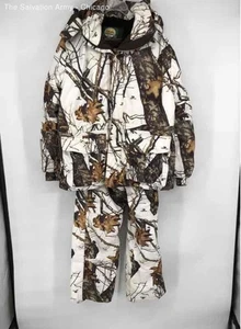 Cabela's Mens Brown White Camouflage Hunting Wear Jacket Pants 2 Piece Set Sz L - Picture 1 of 9
