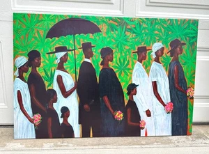 Ellis Wilson Trauerzug afrikanischer gerahmter Leinwand-Wandkunstdruck 24"x36" - Bild 1 von 3