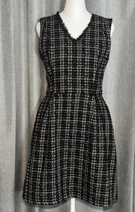 Solitaire Women's Mini Tweed Dress Sleeveless Lined Size 4 Black & White - Picture 1 of 20