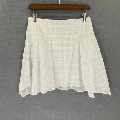 Minifalda Prana Blanca a Cuadros Texturizada Línea A Talla 8 Informal Playa Festival Foto 1 de 4