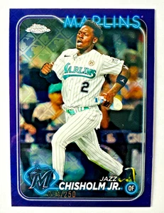 2024 Topps Chrome Jazz Chisholm Jr. PURPLE MLB LOGO Refractor Card #/250 Marlins - Picture 1 of 3