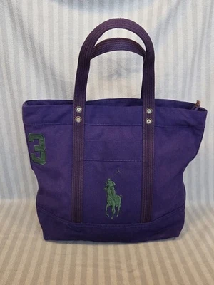 Polo Ralph Lauren Purple Big Logo Canvas Tote Bag - Image 1 of 4
