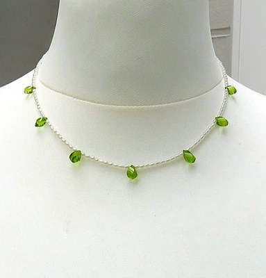 Süßwasserperlen Kette Mini Reiskorn Perlen 9,9 Karat Peridot Pampeln Unikat 5639 - Bild 1 von 4