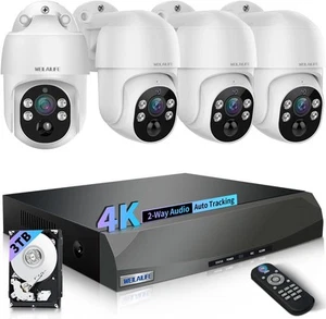 【2-Way Audio & PTZ Digital Zoom】 Wired Security Camera System,Outdoor White - Picture 1 of 9