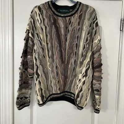 Suéter masculino vintage anos 90 Tundra 3D malha manga longa malha líquida estilo Coogi Cosby - Imagem 1 de 4