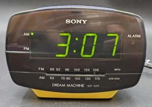 Vintage SONY Dream Machine Alarm Clock Radio Model ICF-C111 Yellow AM/FM, Works - Picture 1 of 7