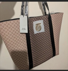 River Island Brown RI Monogram Large Tote Bag.New - Picture 1 of 8