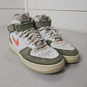 Nike Air Force 1 Mid QS Men's Sneakers Size 10 White/Total Orange Oil Green - Picture 1 of 24