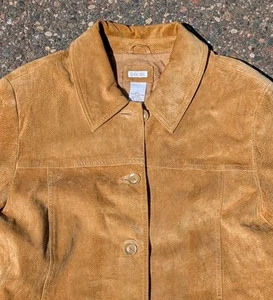 Giacca vintage Cherokee retrò marrone chiaro scamosciata vera pelle bottoni Wmn taglia Large - Foto 1 di 14