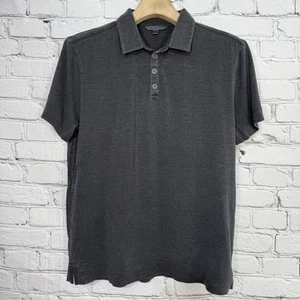 John Varvatos Collection Mens L Polo Shirt Silk Cotton Slim Fit Charcoal Heather - Picture 1 of 17