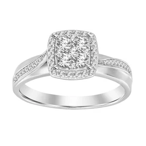 Ladies Ring 0.25ct Natural Round Diamond 10k White Gold - Picture 1 of 1