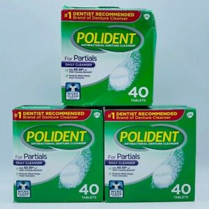 3 x Polident For Partials Daily Cleanser 40 Tablets Each Free Shipping -  READ