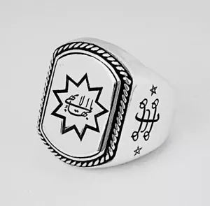 Bahá'í 925 Sterling Silber Ring "Ringstein" Symbol Bahai Geschenk Bahai - Bild 1 von 5