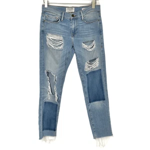 Jeans donna denim ragazzo effetto invecchiato montatura taglia 24 blu Redlands Le Garcon - Foto 1 di 6