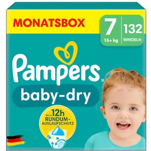 Pampers Baby-Dry Größe 7 15+kg Windeln - 132 Stück - Bild 1 von 10