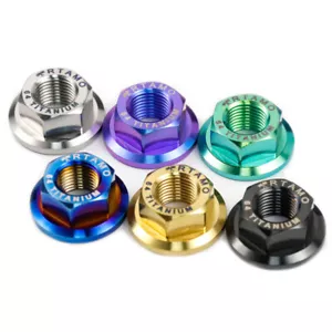 6 pcs Ti Titanium Nuts M10x1.0mm Bicycle parts Flange Hex Nut Grade 5 - Picture 1 of 6