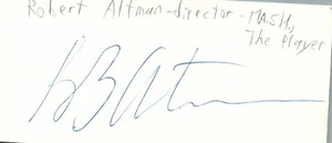 Tarjeta de índice firmada autografiada por el director MASH The Player película - Imagen 1 de 1