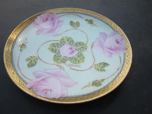 Gorgeous Wheelock LART J&S Artist C. Daudin Pink Roses & Gold Edged Plate - Picture 1 of 4