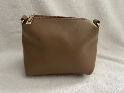 Anthropologie Vegan Leather Cosmetic Makeup Bag Zip Pouch Classic Brown - Image 1 of 4