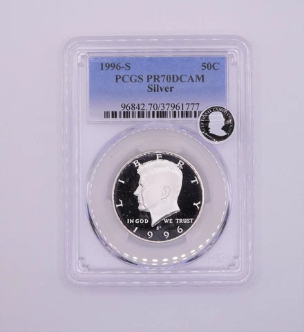 1996-S Silver Kennedy Half Dollar PCGS PR70DCAM Proof 70 FREE SHIPPING Cover
