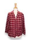 SUNDANCE Ruffle Trim Red Flannel Plaid Utility Button-Up Shirt Jacket Size M/L*
