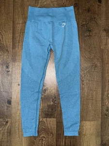 GYMSHARK CARRIBEAN BLUE HIGH RISE SEAMLESS COMPRESSION LEGGINGS! SMALL - Foto 1 di 3