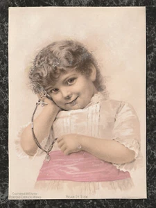 Victoriano Trade Card Prof Horsford's Hornear Polvo Niña con Reloj de Bolsillo 7 x 5 - Imagen 1 de 2