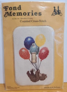 Fond Memories Counted Cross Stitch Acrylic Switch Plate Kit SP6 Bears & Balloons - Picture 1 of 8